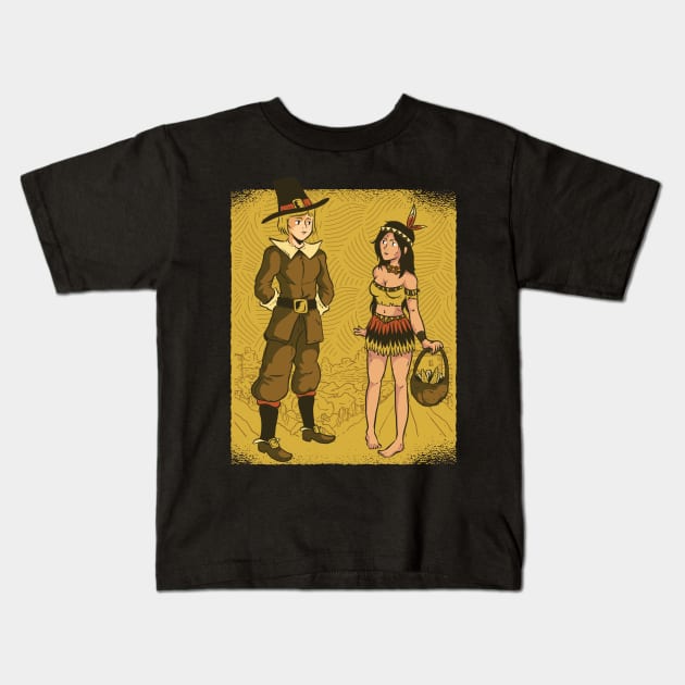 Pilgrim And Native Kids T-Shirt by BamBam